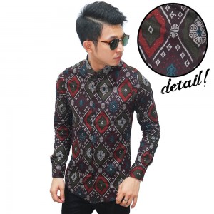 Kemeja Batik Songket Elegant Full Pattern Brown - LIMIT