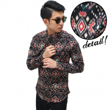 Kemeja Batik Songket Tenun Black