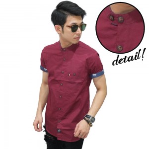 Kemeja Pendek Shanghai Casual Maroon
