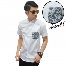 Kemeja Pendek Shanghai Pocket Batik White