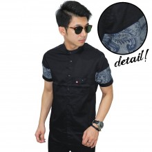 Kemeja Pendek Shanghai Sleeve Batik Black