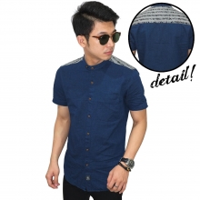 Kemeja Pendek Shanghai Shoulder Batik Stripe Navy