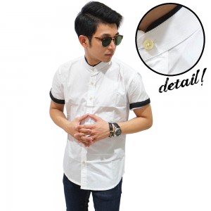 Kemeja Pendek Shanghai With Black List White