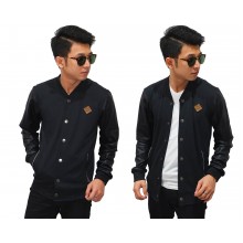 Bomber Jacket Sleeve Leather Cool Black