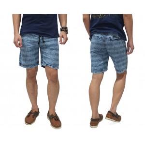 Celana Pendek Denim Stripe Wash Blue