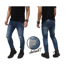 Jeans Ripped On Knee And Thigh Dark Blue