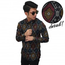 Kemeja Batik Songket Elegant Full Pattern Black
