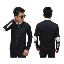 Kemeja Collar And Elbow Stripe Black