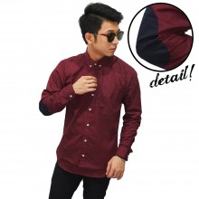 Kemeja Panjang With Elbow Patch Maroon