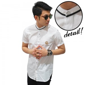 Kemeja Pendek Shanghai With List White