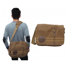 Messenger Bag Canvas Double Stripe Brown