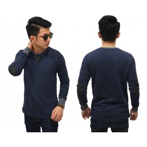Sweatshirt Neck And Elbow Patch Navy