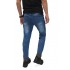 Biker Jeans Ribbed Panel Blue