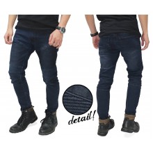 Biker Jeans Ribbed Panel Dark Indigo