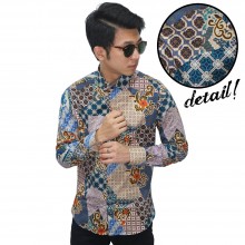 Kemeja Batik Elegant Mixed Motif Blue