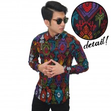 Kemeja Batik Panjang Songket Colourful Black