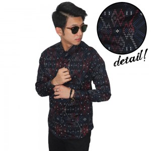 Kemeja Batik Panjang Songket Gradation Black