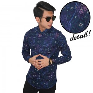 Kemeja Batik Panjang Songket Gradation Navy