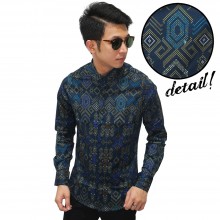 Kemeja Batik Songket Sumatera Navy