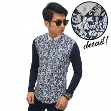 Kemeja Body Floral Vector Premium Navy