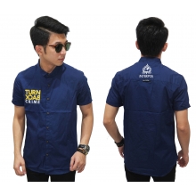 Kemeja Pendek Turn Back Crime Interpol Bordir Navy