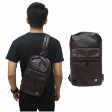 Shoulder Bag Polyester Double Button Brown