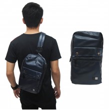 Shoulder Bag Polyester Double Button Navy