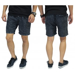 Celana Pendek Denim Acid Wash Black Faded