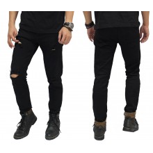 Jeans Ripped On Knee And Thigh Black