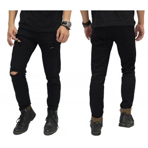 Jeans Ripped On Knee And Thigh Black