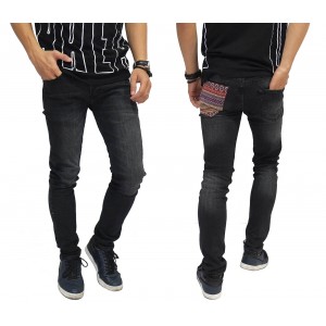 Jeans With Pocket Tribal Black Washed