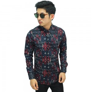 Kemeja Batik Panjang Songket Gradation Black