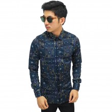 Kemeja Batik Panjang Songket Gradation Navy