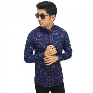 Kemeja Batik Panjang Songket Gradation Purple