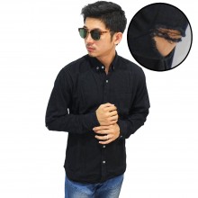 Kemeja Black Denim With Ripped Elbows