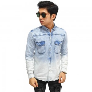 Kemeja Denim Panjang Gradation Light Blue