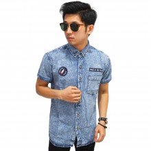 Kemeja Denim Pendek Outta Space Patch