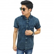 Kemeja Denim Pendek Stone Wash
