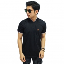Polo Stand Collar With Zipper Black