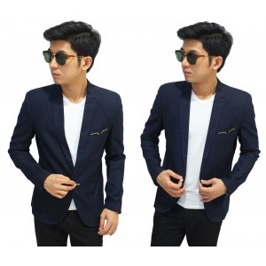 Blazer Formal Pocket List Gold Navy