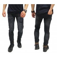 Jeans Ripped Thigh And Knee Black Faded