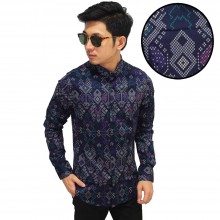 Kemeja Batik Songket Sumatera New Purple