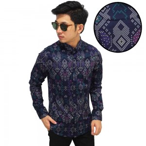 Kemeja Batik Songket Sumatera New Purple