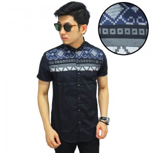 Kemeja Pendek Top Batik Tenun Black