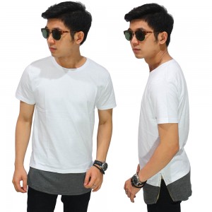 Longline T-Shirt Two Tone Zipper White