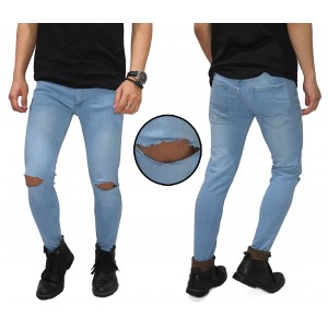 Celana Jeans Ripped On Knee Light Blue