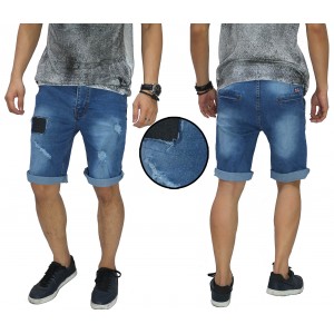 Celana Pendek Jeans Ripped And Repair Blue