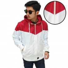 Jaket Parasut Windrunner Red And White