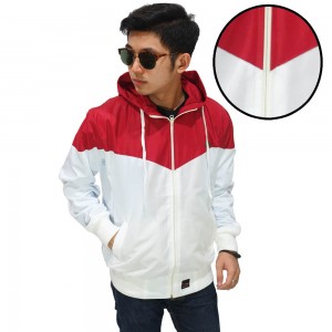 Jaket Parasut Windrunner Red And White