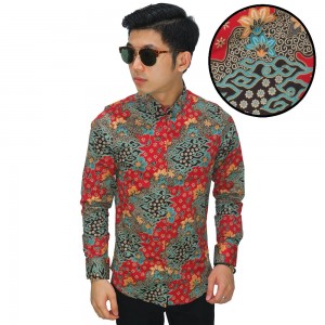 Kemeja Batik Mega Mendung Elegant Red